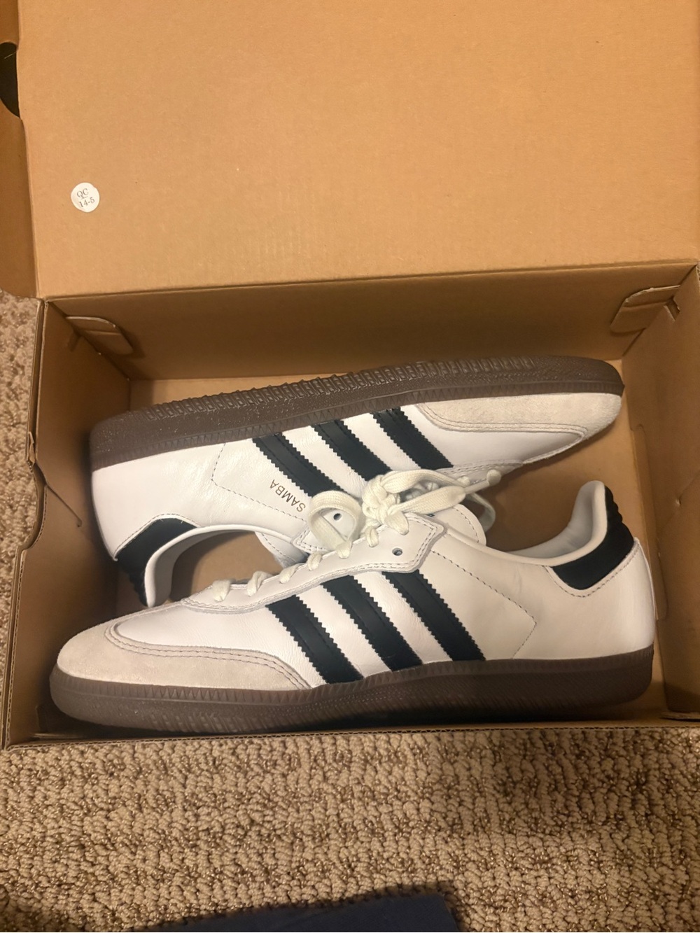 adidas Samba White with Black Stripes Athletic Shoes